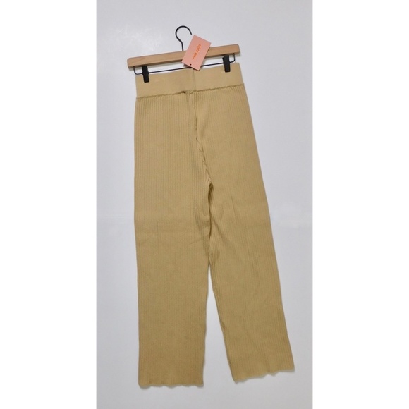 NWT!! CULT GAIA Jada Ribbed Knit Pants Sand Solid Elastic Waist Pull-On Small - Picture 9 of 16
